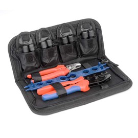 IWISS Solar PV Panel Crimping Tool Kit, c/w Solar Connector Crimper works for AWG14-10,2.5/4/6mm², Solar Connectors, Wire Cable Cutter, Solar Spanner Wrench, All in One Oxford Bag