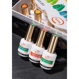 Vanfa Soak off Gel Nail Polish Cat Eye (Neon Collection, 12 Colors + Color Chart)