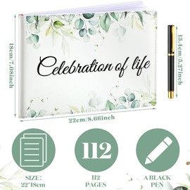 Patelai Funeral Guest Book with Pen Memorial Service Celebration of Life Guest Book Sign in Book for Funeral Leather Cardinal Guest Book in Loving Memorial Gift, 112 Pages(Celebration of Life)