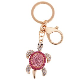 JTTBIGV Cute Animal BlingBling Crystals Keychain Animal Charm Keyring Car Bag Wallet Purse Handbags Cars Key Pendant Decor (Pink Turtle)