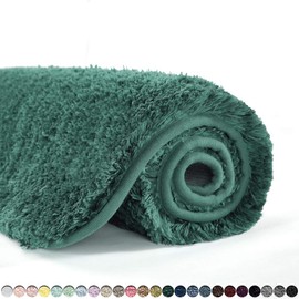 Suchtale Bath Rug for Bathroom Non Slip Bathroom Mat (20 x 32, Hunter Green) Water Absorbent Soft Microfiber Shaggy Bathroom Rug Machine Washable Bath Mat for Bathroom Thick Plush Shower Mat