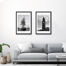 Wiscet 20x30 Picture Frame Set of 3, Display Pictures 18x24 with Mat or 20 x 30 Poster Frame Without Mat, Wall Gallery Photo Frames, Black