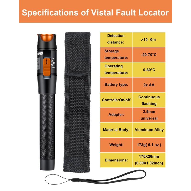 Duogalia Fiber Termination Tool Kit, 10Km Visual Fault Locator, Optical