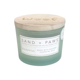Sand + Paws Scented Candle - Eucalyptus - Additional Scents and Sizes –Luxurious Air Freshening Jar Candles Neutralize pet Odors and Enhance Home décor – 100% Cotton Lead-Free Wicks - 12 oz