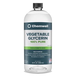 Chemwell Glicerina vegetal (946 ml) - 100% pura, de grado alimenticio, USP - Hidratante y limpiador para el cuidado de la piel, belleza casera, manualidades, repostería y conservación floral.