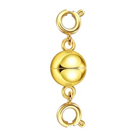 Gold Magnetic Necklace Extender, ALEXCRAFT 925 Sterling Silver Magnetic Jewelry Clasps Necklace Clasps and Closures, 14K Goldplated Magnetic Clasps Bracelet Necklace Jewelry Making Extension Chains