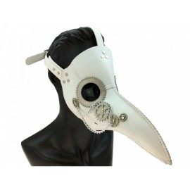 Unisex Adjustable Plague Doctor Costume Bird Beak Masquerade Face Mask [White]