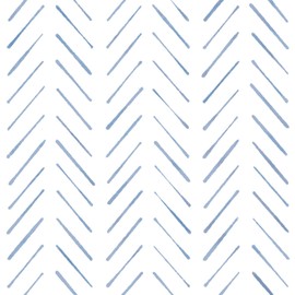 Peel and Stick Wallpaper Herringbone Striped Wallpaper 17.3"x78.8" White and Blue Wall Paper Boho Contact Paper Self Adhesive Removable Wallpapers Decorative for Bedroom Bathroom Cabinets Vinyl Roll