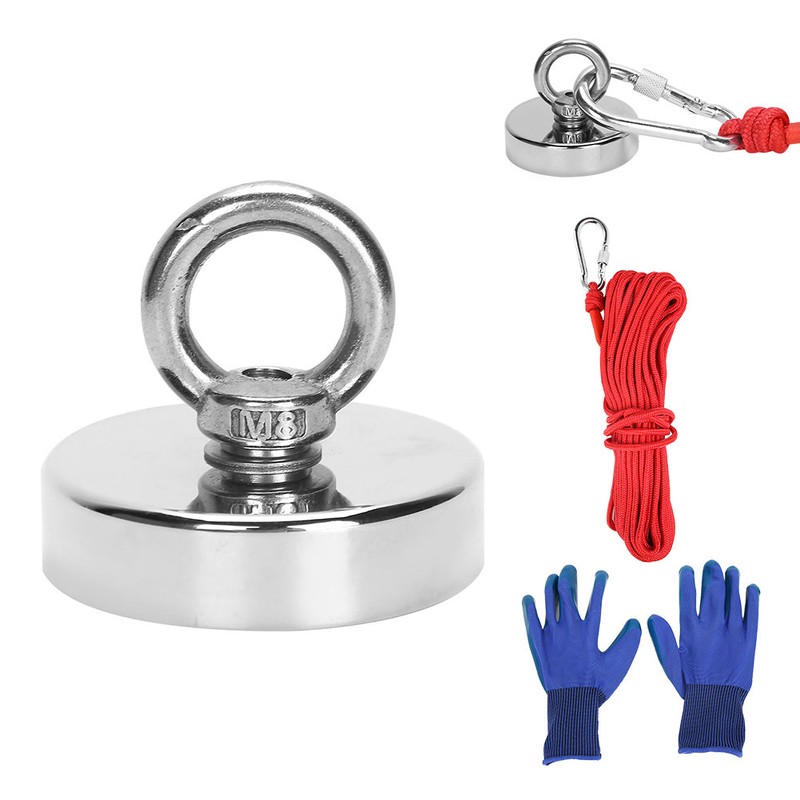 Strong Powerful Round Salvage Fishing Magnet with 20m Rope Kit