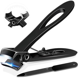 Toenail Clippers for Seniors Thick Toenails, 2024 Upgrade Angled Head Large Toe Nail Clippers for Men with Wide Jaw Opening, Sharp Heavy Duty Fingernail Clipper Cutter with Catcher Long Handle -Black - Style: Black Wide Opening