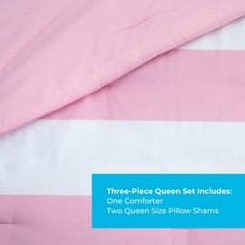 LINENSPA All Season Hypoallergenic Down Alternative Microfiber Comforter, Oversized Queen, Pink/White