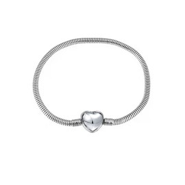 KunBead Jewelry Mens Heart Clasp Snake Chain Charm Bracelets for Women Girls for Jewellery Making