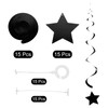 QUARKZMAN Set of 15 Black Stars Hanging Decorations Shiny Sparkle