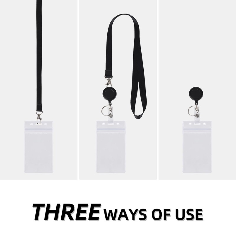BTYMS 6 Pcs ID Card Holder Set 25-Inch Lanyard +