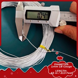 65 m Aluminum Craft Wire, 18 Gauge 1mm Metal Wire for Craft Bendable Craft Wire for Sculpture, Jewellery Making, Bike Modelling, Wire Weaving and Wrapping