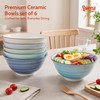 18 oz Ceramic Soup Bowls Set of 6, Blue Pasta