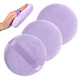Ptwola 3 Pcs Powder Puff 5 Inch Ultra Soft Velour Body Powder Puff Large Washable Makeup Sponge for Face Cleaning, Makeup