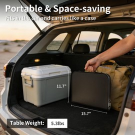 Bingyouth 2FT Small Camping Portable Table, Black Aluminum Frame, Adjustable Height up to 21", Lightweight Carry Handle, Portable for Travel, Camping Outdoor Use