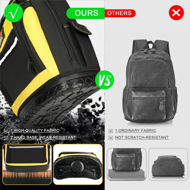 AIRAJ PRO Tool Backpack,17"Heavy Duty Tool Backpack Bag with Waterproof