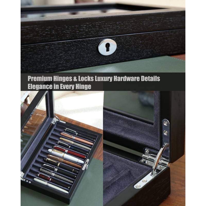 Bonaking Wood Pen Display Case 12 Pens, Fountain Pen Display