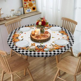 bnhjsdw - Mantel redondo elástico, apto para mesas de 45 a 54 pulgadas, mantel redondo ajustable con borde elástico, fundas de mesa lavables resistentes al agua para comedor, fiesta y decoración de