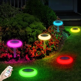 Lightonight Colorful Solar Colorful Solar Lights Outdoor, Color Changing Solar Lights with Remote, Colorize Pathway Lights Solar Garden Lights for Landscape Walkway Patio Yard Pool