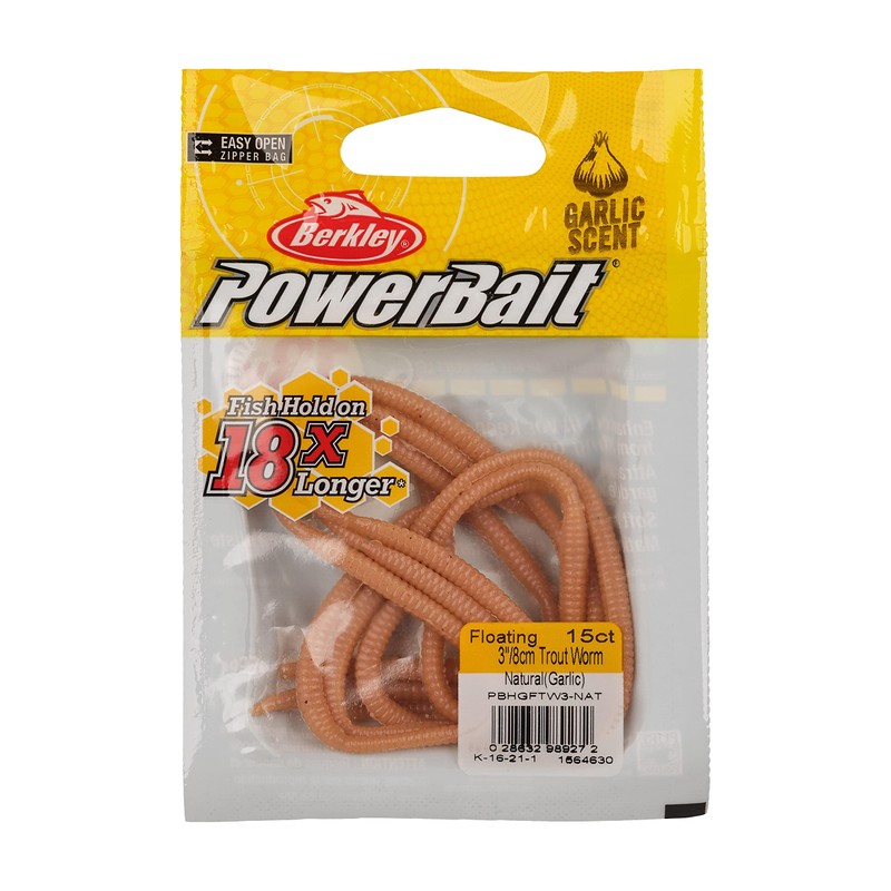 Berkley PowerBait Power Floating Trout Worm Fishing Bait, Natural, 3in