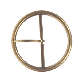 2 5/8" (68 mm) Single Prong Round Circle Center Bar Belt Buckle Color: Antique Brass