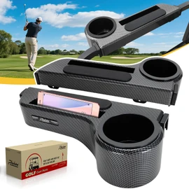 Roykaw Golf Cart Armrest with Cup Holder,No Drilling Rear Seat Arm Rest with Phone Holder,Universal Compatible with EZGO Club Car Yamaha Square Frame Model,Carbon Fiber