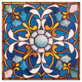 Rare Ceiling Panel by Georges Croegaert Mosaic Stained Glass Drawing Multicolored Accent Tile Mural Kitchen Bathroom Wall Backsplash Behind Stove Range Sink Splashback One Tile 6" Ceramic, Glossy