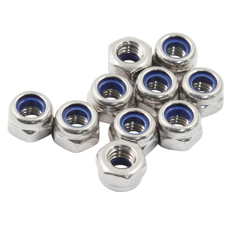 Hordion 100Pcs M4-0.7mm Nylon Lock Nut, 304 Stainless Steel Nylon