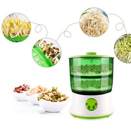 YIYIBYUS Multifunctional Bean Seed Sprouts Machine, Double Layer Fully Auto Bean Sprouter,110V Green Arge-Capacity Sprouting Seedling Machines,ABS Plastic Save Electricity for Every Home Use