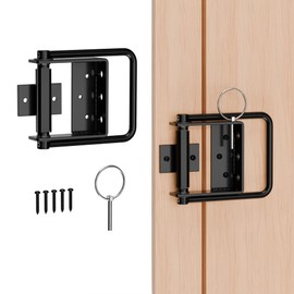 Heavy Duty Gate Latch with Handle, Side-to-Side Swinging Barn Door Latch, Black Fence Gate Latch for Wooden Fence, Shed Door, Integrated Design