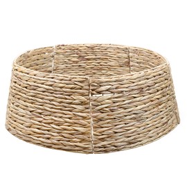 AuldHome Design Woven Hyacinth Christmas Tree Collar (Natural, 29-Inch), Natural Fiber Rustic Farmhouse Basket Weave Large Tree Skirt