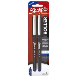 SHARPIE Rollerball Bolígrafo, punta de aguja (0,5 mm), tinta negra, 2 unidades