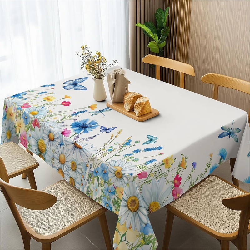 artslion Rectangle Waterproof 60x84in Wipeable Table Cover Non-PVC Fabric Blue
