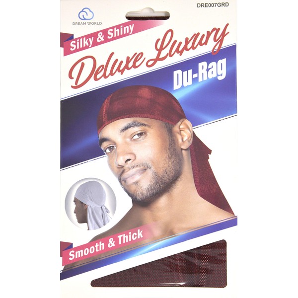 Dream Deluxe Du-Rag Glitter Red Smooth & Thick, Stretchable, Wrinkle Free, 100% Polyester