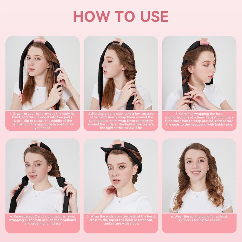 Rizadores de Cabello Sin Calor, 9 Pcs, Kit de Ondas