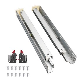 Probrico 1 Pair 18 Inch Undermount Drawer Slides, Concealed Drawer Runners Bottom Mount Full Extension Soft Close Drawer Rails with Rear Mounting Brackets Locking Devices