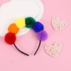 Sprinlot Headband with Pompoms Colourful, Pompom Tiara Rainbow, Rainbow Headband,