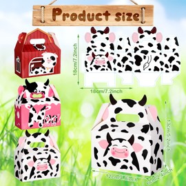 24 Pack Cow Print Party Supplies Cow Candy Boxes Pink Treat Box Animal Goodie Gift Bags for Kids Birthday Party Favors Baby Shower Cow Theme Party Decoration