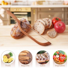 Wooden Bread Bow Knife - 15.7 inch Serrated Bagel Knife, Fiddle Bow Design Easy to Cutting, Premium Stainless Steel Saw, Sour Dough Cutter Kitchen Gifts