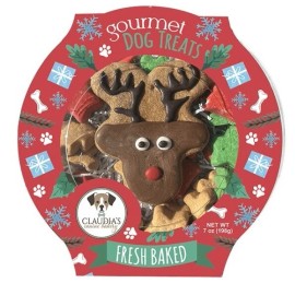 Claudia's Canine Bakery REINDEER COOKIE 7oz Holiday Dog Cookie Treat Box Chew