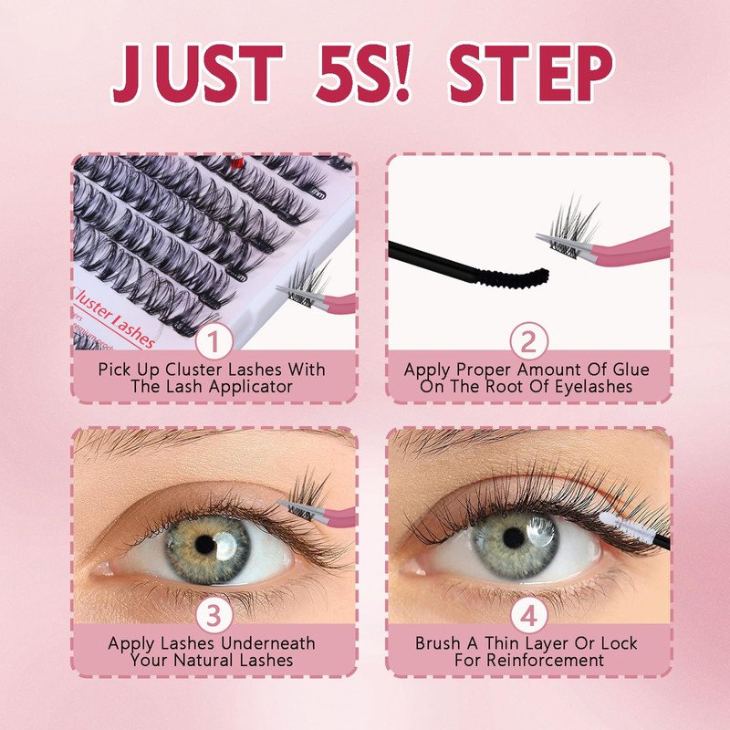 catlinez DIY Eyelash Extension Kit (9-16mm), 30D+40D DIY Cluster Eyelashes,