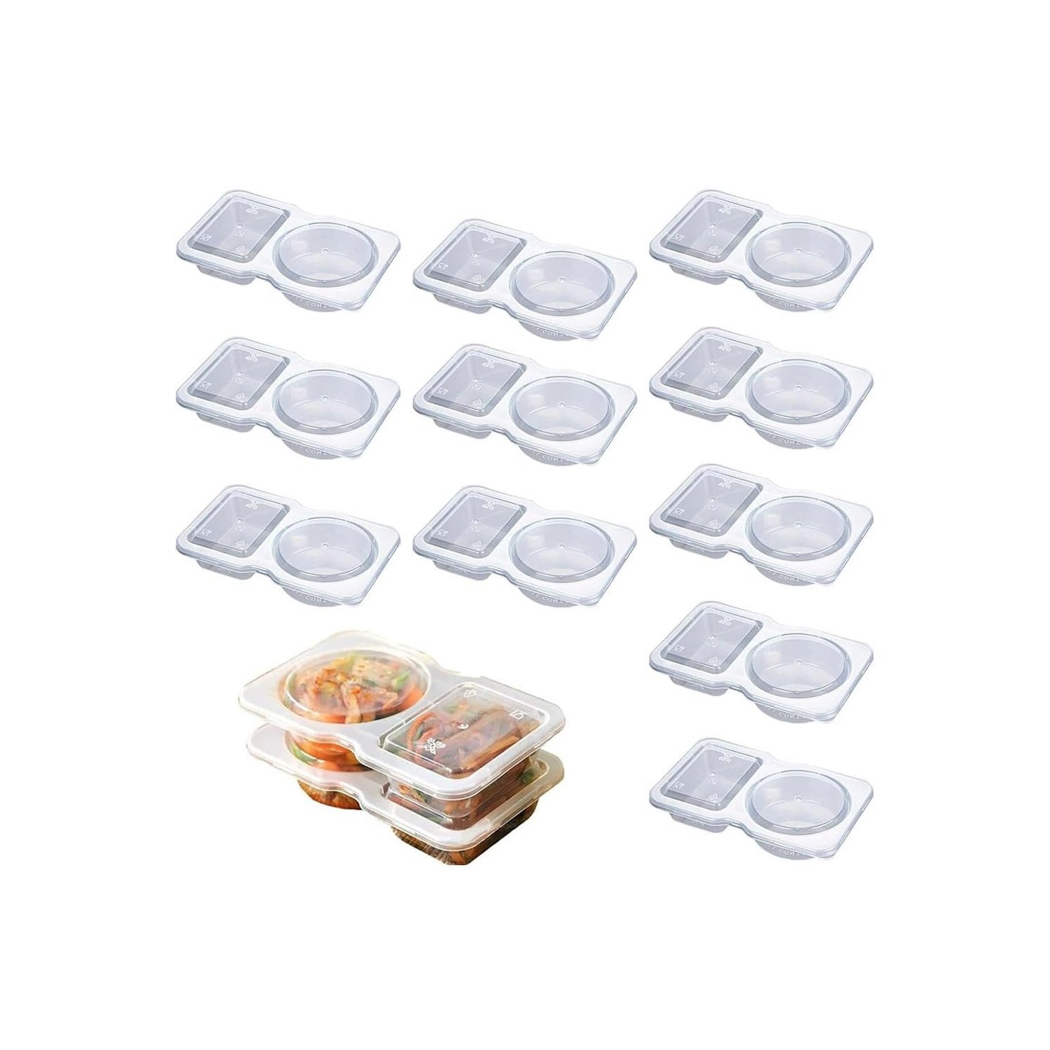 MAIXINNEW 20 Pcs Double Condiment Containers with Lids, Reusable Snack ...