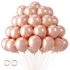 Voircoloria 105pcs Metallic Rose Gold Balloons 12inch Chrome Rose Gold Balloons for Boys Girls Birthday Baby Shower Gender Reveal Wedding Decorations