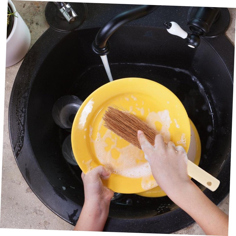 VILLFUL Coconut Bristle Dish Brush Soft Palm Scrubber for Cast