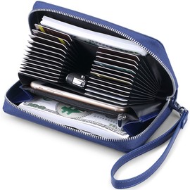 Huztencor Long Wallet, Card Case, For Men and Women, Magnetic Protection, Wallet, Card Slots, Stores 36 Cards, Large Capacity, Genuine Leather, Popular, Coin Purse, Unisex, RFID Identification, Oil