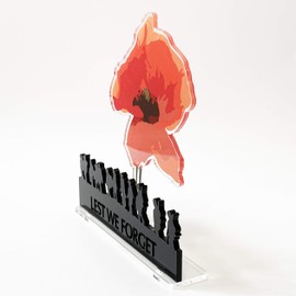 stika.co Lest we forget, Red Poppy, 3 mm thick Acrylic Decorations for Remembrance Sunday, Armistice Day, War Heroes Soldiers, Armed Forces Day Celebration (Small - 135mm x 121mm)