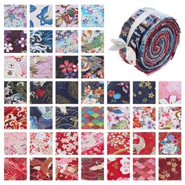 DICOSMETIC 40Pcs Jelly Roll Fabric Cotton Fabric Quilting Strips Japanese Style Fabrics Cotton Strips Bundle for Sewing Crafting Blankets Rugs Upholstery Home Decor Purse Making